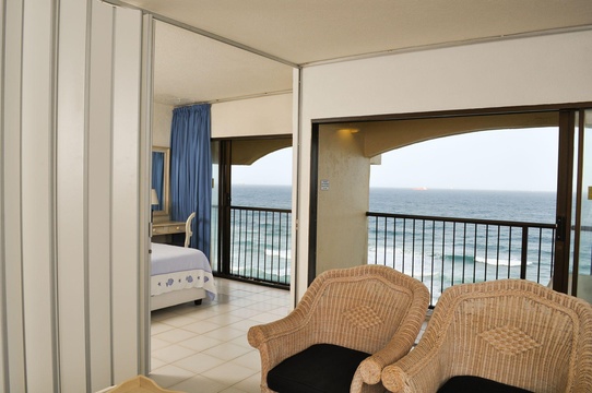 View of the bedroom from the lounge, 802 The Bermudas